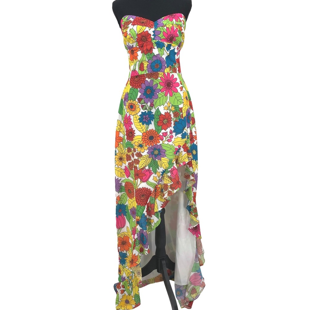 Amanda Uprichard Eden Gown NWT XL Floral Strapless High-Low Ruffle Maxi Dress